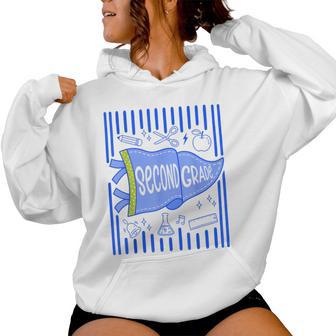 Pennants Striped 2Nd Grade Boys Back To School Second Grade Women Hoodie - Thegiftio UK