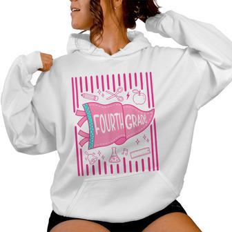 Pennants Striped 4Th Grade Girls Back To School Fourth Grade Women Hoodie - Thegiftio UK