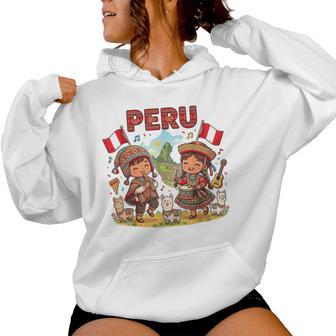 Peru Cultural Heritage Kids Llama Machu Picchu Flag Pride Women Hoodie - Thegiftio UK