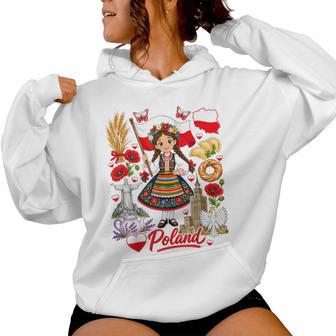 Poland Folk Costume Polska Heritage Girls Felpa con cappuccio da donna - Novitaregali