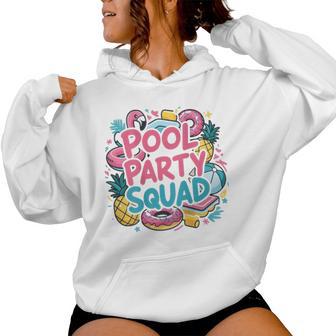 Pool Party Squad Birthday Summer Vacation Family On Back For Kids Women Hoodie - Thegiftio UK