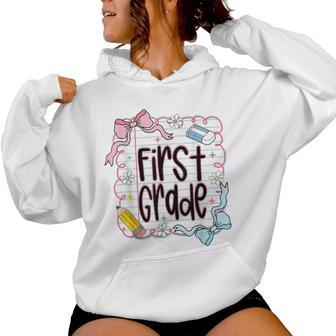 Preppy Back To School First Day Of School 1St Grade Teacher Women Hoodie - Thegiftio UK