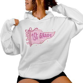 Preppy Back To School Pennant Flag First Grade Teacher Girl Women Hoodie - Thegiftio UK