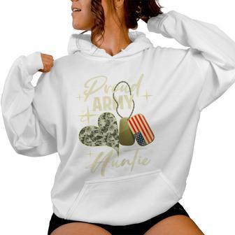 Proud Army Auntie Camouflage Mother's Day Dog Tag Us Flag For Women Women Hoodie | Seseable UK