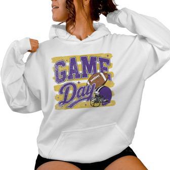Purple & Gold Game Day Team High School Football Cheer Mom Women Hoodie - Thegiftio UK
