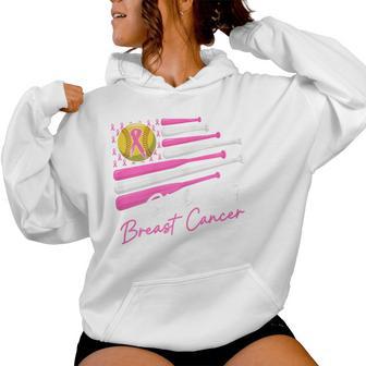 Strike Out Breast Cancer Softball Fight Awareness Women Women Hoodie - Thegiftio UK