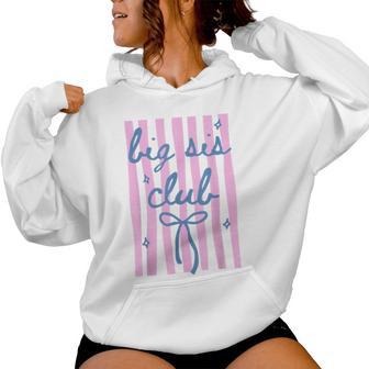 Striped Big Sister Club Coquette Bow Promoted To Big Sis Women Hoodie - Thegiftio UK