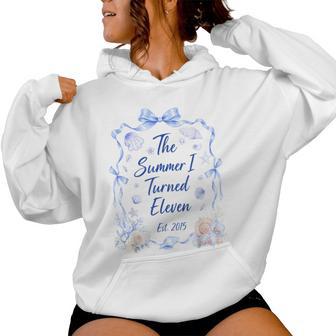 Summer I Turned Eleven Est 2015 Girl 11 Years Old 11Th Bday Women Hoodie - Thegiftio UK