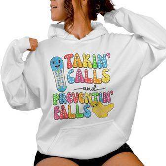 Takin Calls Preventin Falls Socks Nurse Fall Risk Women Hoodie - Thegiftio UK