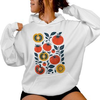 Tomato Graphic Cottagecore Garden Tomato Pattern Women Hoodie - Thegiftio UK