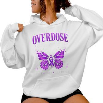 I Wear Purple Overdose Awareness Butterfly Ribbon Women Hoodie - Thegiftio UK