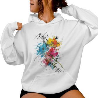 花 カラフル アート 描画 抽象 グラフィック 花 レディースパーカー - Kawaiitshirt