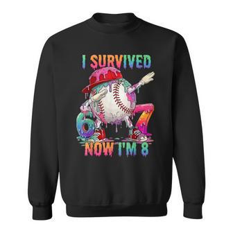 8Th Birthday Baseball Boy Kids I Survived 67 Now I`M 8 Year Sweatshirt - Thegiftio UK