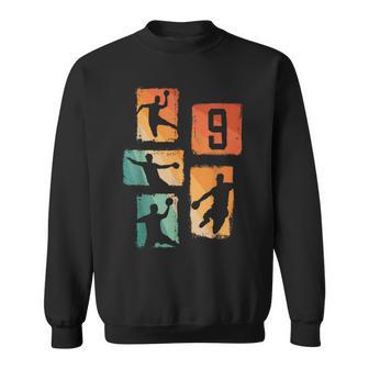 9 Geburtstag Jungs Retro Handballpieler 9 Jahre Alt Sweatshirt - Geschenkecke