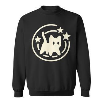 90S Y2k Scary Tomcat Cat Is Scared Under Starry Tail Sweatshirt - Monsterry