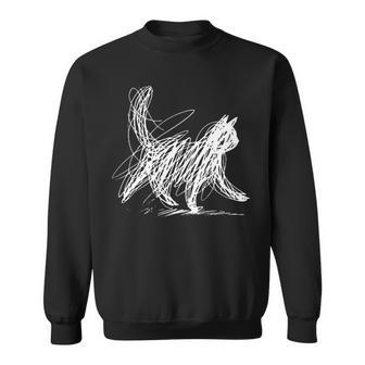 Abstracto Garabato Gato Caótico Energía Desordenado Líneas Finas Arte In Mangas Camisa de entrenamiento - Regaloses