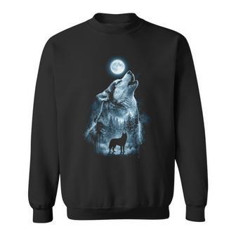 Arte De Lobo Aullador En Bosque Iluminado Por La Luna Camisa de entrenamiento - Regaloses