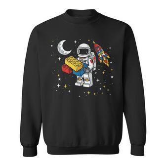 Astronaut Building Blocks Space Shuttle Bricks Boys Kids Sweatshirt - Monsterry