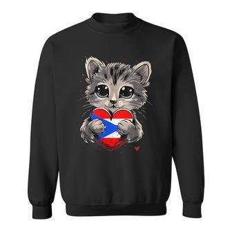 Bandera De Puerto Rico Lindo Gato Corazón Raíces Puertorriqueñas Boricua Camisa de entrenamiento - Regaloses