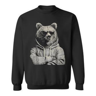 Bear Wearing Sunglasses Wildlife Forest Bear Animal Lover Sweatshirt | Seseable UK