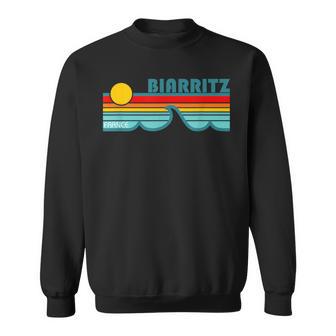 Biarritz Francia Retro Olas Y Puesta Deol Camisa de entrenamiento - Regaloses