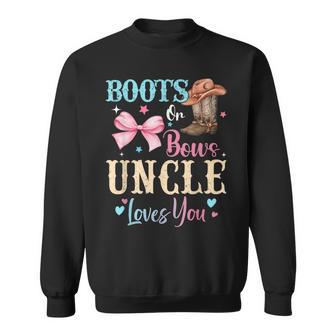 Boots Or Bows Uncle Loves You Gender Reveal Family Sweatshirt - Thegiftio UK