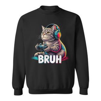 Bruh Cat Gamer Console De Jeu Humoristique Rétro Sweater e - Cadeauxyz