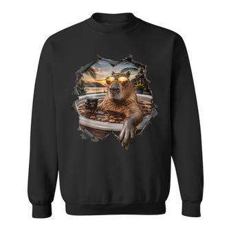 Cadeau Original Café Effet 3D Trompe Œil Capybaraacances Sweater e - Cadeauxyz