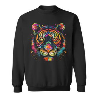 Cara De Tigre Colorida Arte De Animalesalvajes Gatos Grandes Negro Camisa de entrenamiento - Regaloses