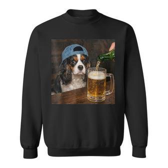 Cavalier King Charles Spaniel Drinking Beer Dog Meme Sweatshirt | Seseable UK
