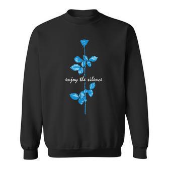 Basic Chilling Quote Enjoy The Silence Retro Blue Rose Sweatshirt - Thegiftio UK