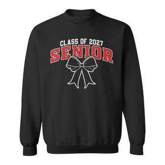 Class Of 2027 Senior Graduation Black Red Coquette Bow Sweatshirt | Seseable UK