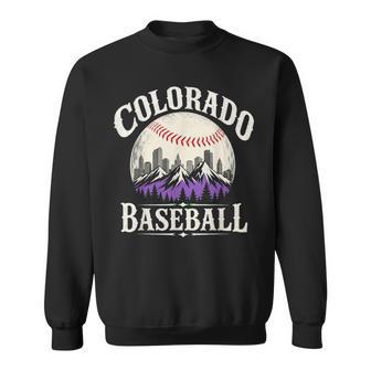 Colorado Baseball Vintage Mountain Skyline Graphic Sweatshirt - Thegiftio UK