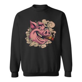 Costume De Tête De Cochon Avec Cigare Fumant Sweater e - Cadeauxyz