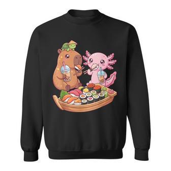 Cute Capybara Axolotl Sushi Nigiri Bubble Tea Anime Food Sweatshirt | Seseable UK