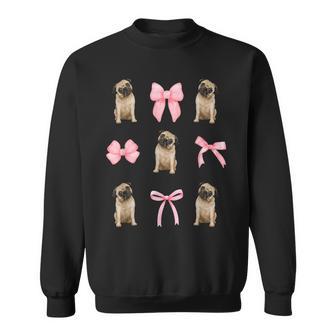 Cute Coquette Pug Pink Bows For Dog Lovers & Pug Owners Sweatshirt - Thegiftio UK