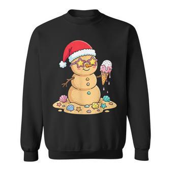 Cute Sand Snowman Santa Hat Christmas In July Sweatshirt | Seseable UK