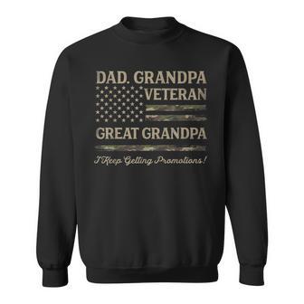 Dad Grandpa Veteran Great Grandpa Father's Day Camo Usa Flag Sweatshirt - Thegiftio UK