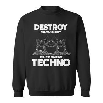 Destruye La Energía Negativa Con Techno Rave Dj Music Electro In Mangas Camisa de entrenamiento - Regaloses