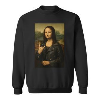 Divertido Arte De Heavy Metal De La Banda De Rock De Mona Lisa Manga Larga Camisa de entrenamiento - Regaloses
