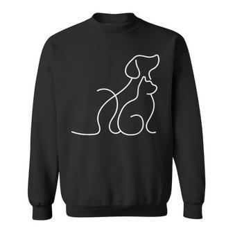 Dog Puppy And Baby Cat Heart Animal Dog & Cat Heart Sweatshirt - Monsterry