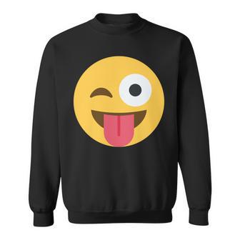 Emoticon Guiño De Cara Con Lengua Manga Larga Camisa de entrenamiento - Regaloses