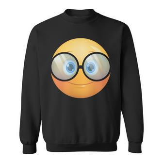 Emoticono De Cara Nerd Cara Nerd Con Gafas Manga Larga Camisa de entrenamiento - Regaloses