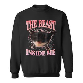 Cats Humor La Bestia Dentro De Mí Lindo Tonto Gato Meme Camisa de entrenamiento - Regaloses