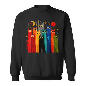 Cats Retro Cats Mid Century Cat Lover Sweatshirt - Thegiftio UK