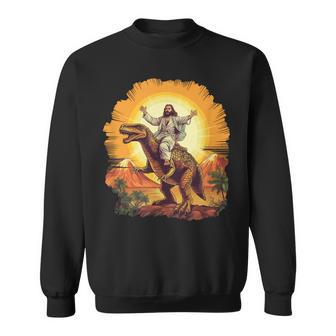 Jesus Riding T-Rex Dinosaure Meme Parodie Pour Les Croyants Sweater e - Cadeauxyz