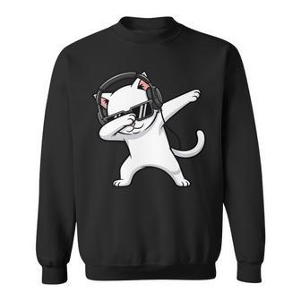 Gato Blanco Con Auriculares Dab Manga Larga Camisa de entrenamiento - Regaloses