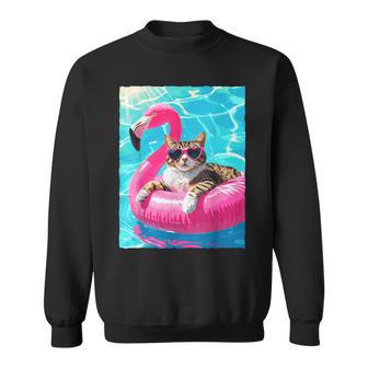 Gato Divertido Flamenco Rosa Flotador Gafas Corazónerano Camisa de entrenamiento - Regaloses