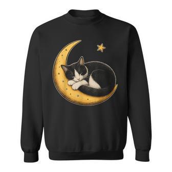 Gato Tuxedo Dormido Luna Creciente Estrellas Regalo Camisa de entrenamiento - Regaloses