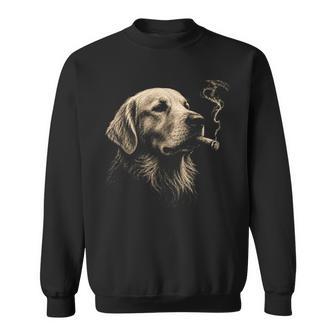 Golden Retriever Smoking Cigar Dog Lover Vintage Sweatshirt - Monsterry